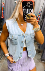 3116 Denim vest with pockets