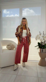 1142 High rise crop wide barrel cuffed pants