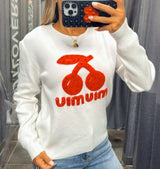 2611 Knitted sweater with cherry red