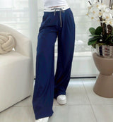 3857 Contrast drawstring detail pants