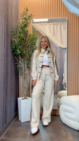 5636 Suede mandarin jacket and pants set