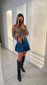 4855 Denim mini skirt with belt