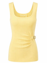 6868 Sleveless belt detail top