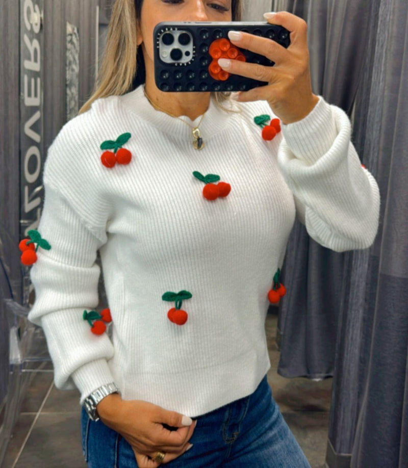 502 Knitted sweater with cherries