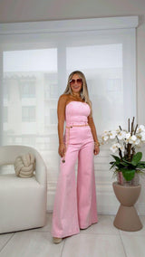 4406 Tube top denim jumpsuit
