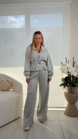 1204 Zip up jacket and wide leg pants set