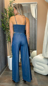 1225 Ribbon top and high waisted pants set