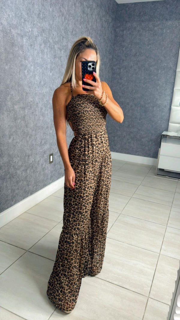 3364 Open back animal print jumpsuit