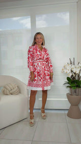 8116 Printed dress with belt