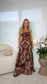 9825 Bustier top and maxi skirt set