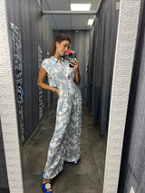 7811 Printed cut out back jumpsuit