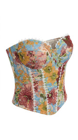 7408 Floral embroidery corset top