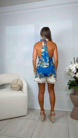 6326 Halter neck waist belt romper
