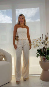 H481 Matching strapless top and pants set