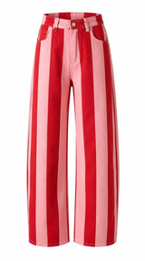 0504 High rise striped wide leg pants