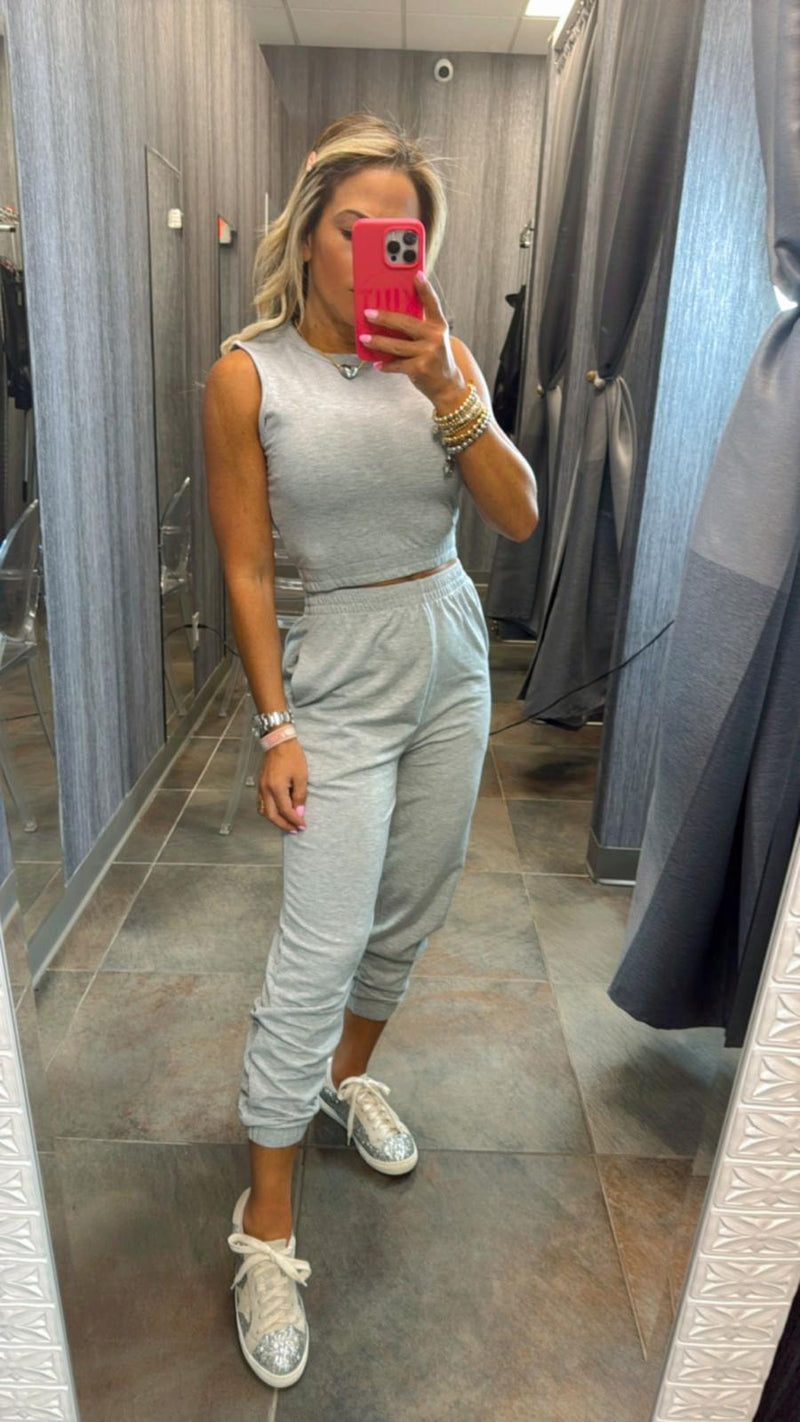 3982 French terry tank top and jogger set