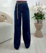 W001 Tailored denim wide leg pants