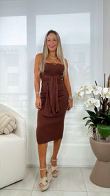 6066 Strapless midi dress