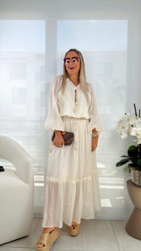 8195 Boho top and maxi skirt set