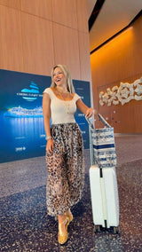 9002 Leopard print jogger pants