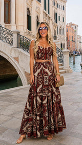 9825 Bustier top and maxi skirt set