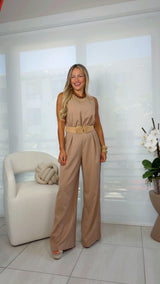 6140 Back tie with belt detail jumpsuit