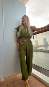 0904 Casual set solid wide leg