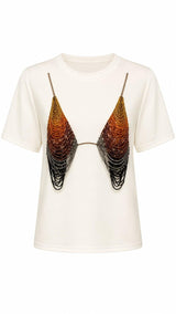 6992 Beaded bralette tee