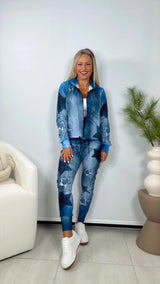 1549 Denim star jacket and jogger set