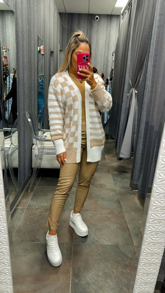 7781 Striped-Checkered cardigan