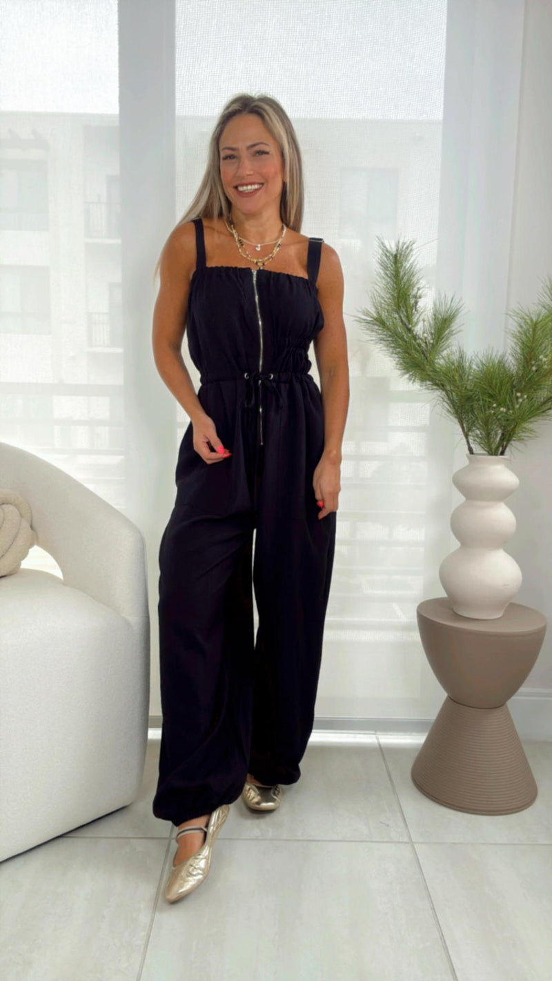 C766 Zip up woven jumpsuit