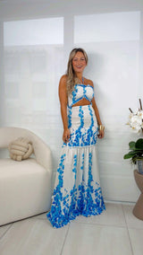 2343 Floral scrunch maxi dress