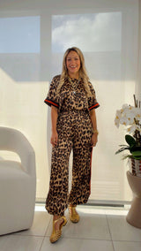 7771 Leopard loose fit satin set