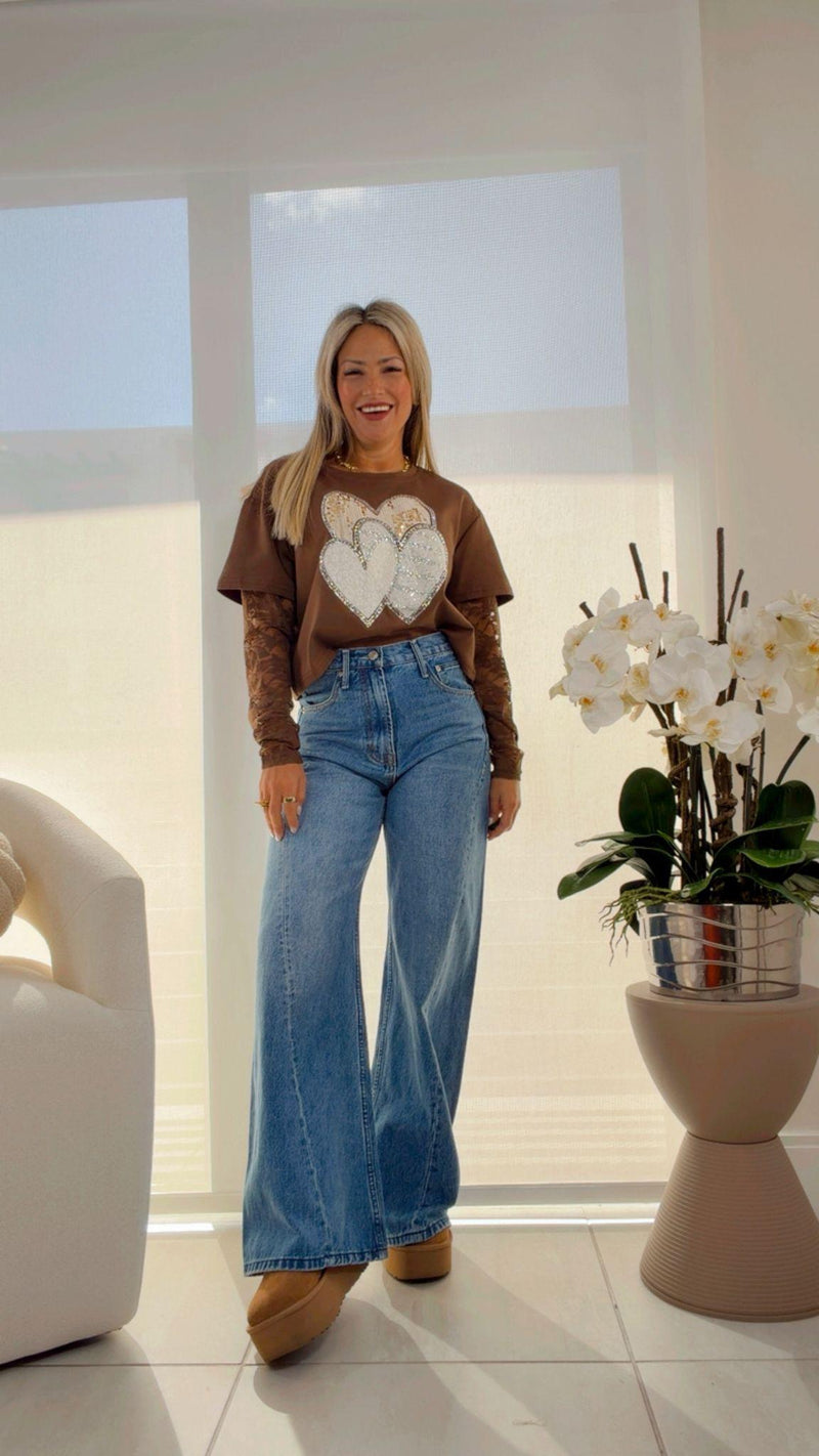 5391 Western twist wide denim pants