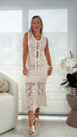 3102 Crochet vest and skirt set