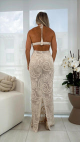 2485 Open crochet maxi dress