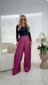 7002 Plaid barrel pants