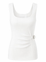 6868 Sleveless belt detail top