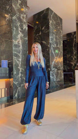 1833 Denim printed long sleeve jumpsuit Kiut