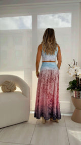 1836 Oval Print Body and maxi skirt set Kiut