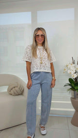 3053 Sequin crochet top