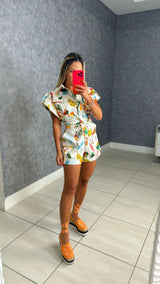 7309 Tropical print romper