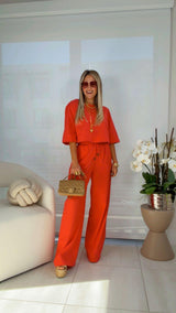 EN16 Linen top and wide leg pants set