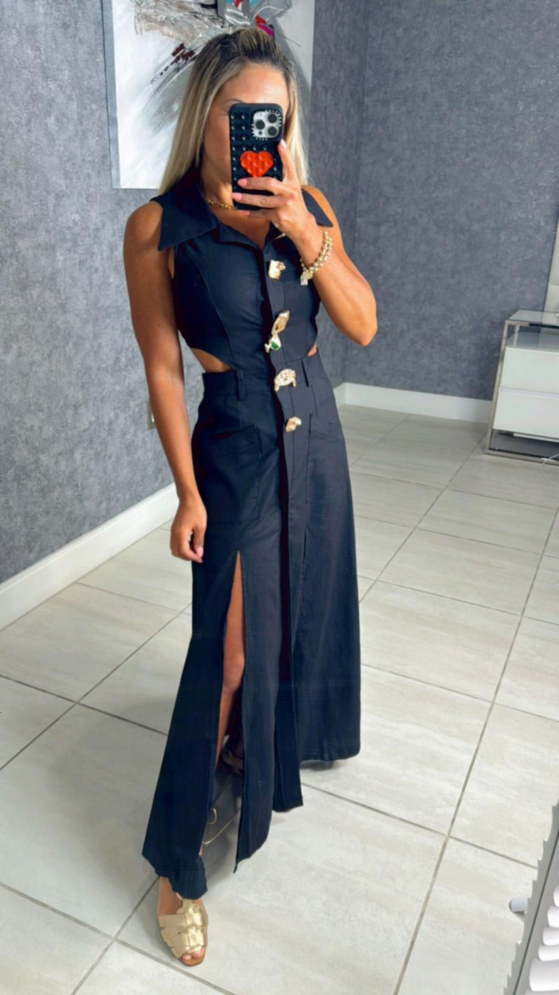 4111 Senses pin maxi dress