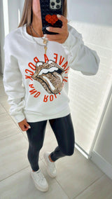 1032 Animal print mouth oversize sweater