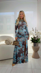 1259 Mock neck longsleeve maxi dress