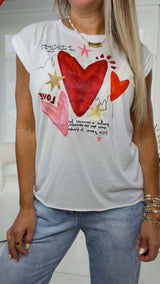 0505 Heart pop necklace print tee