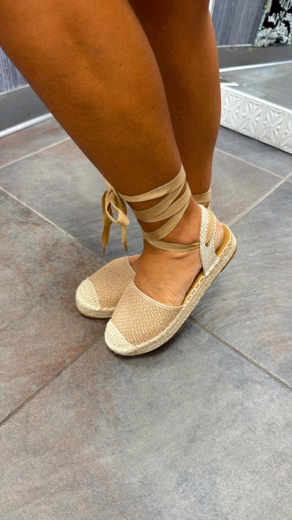 I03 Santorini leg wrap crochet espadrilles