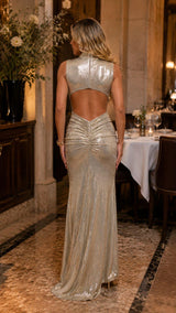 2850 Metallic resin trim dress
