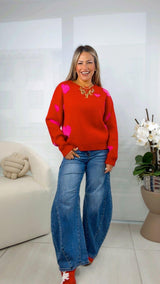 8441 Mixed hearts sweater
